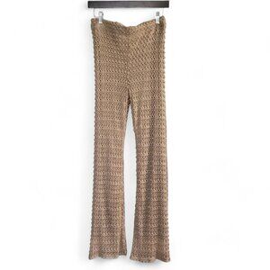 Knit Crochet Boot Flare Pants - Brown